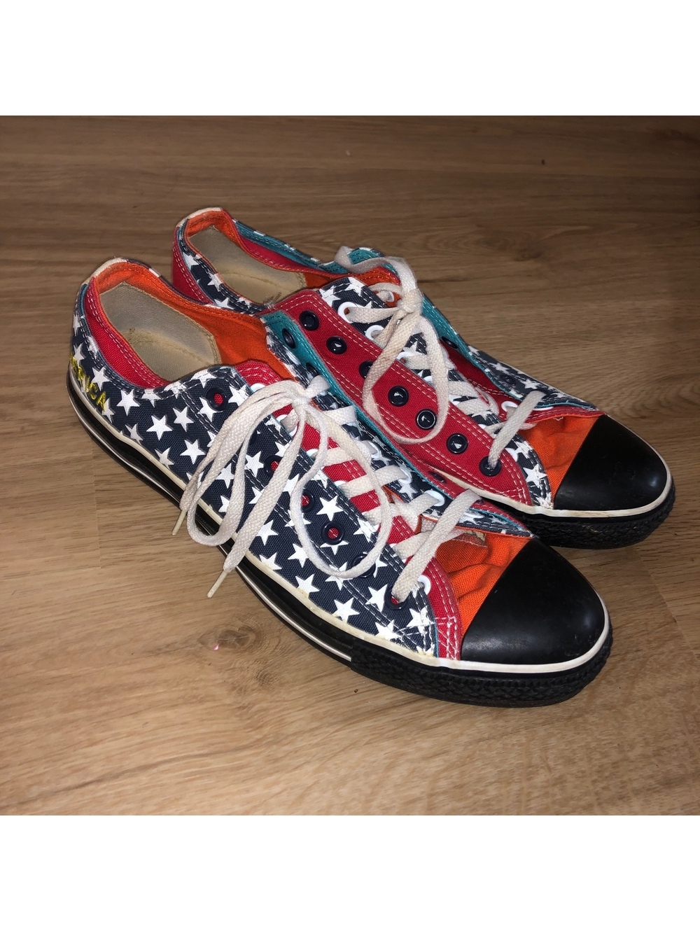 CONVERSE AMERICAN FLAG DOUBLE UPPER & TONGUE CHUCK TAYLOR ALL STAR LOW MENS 12